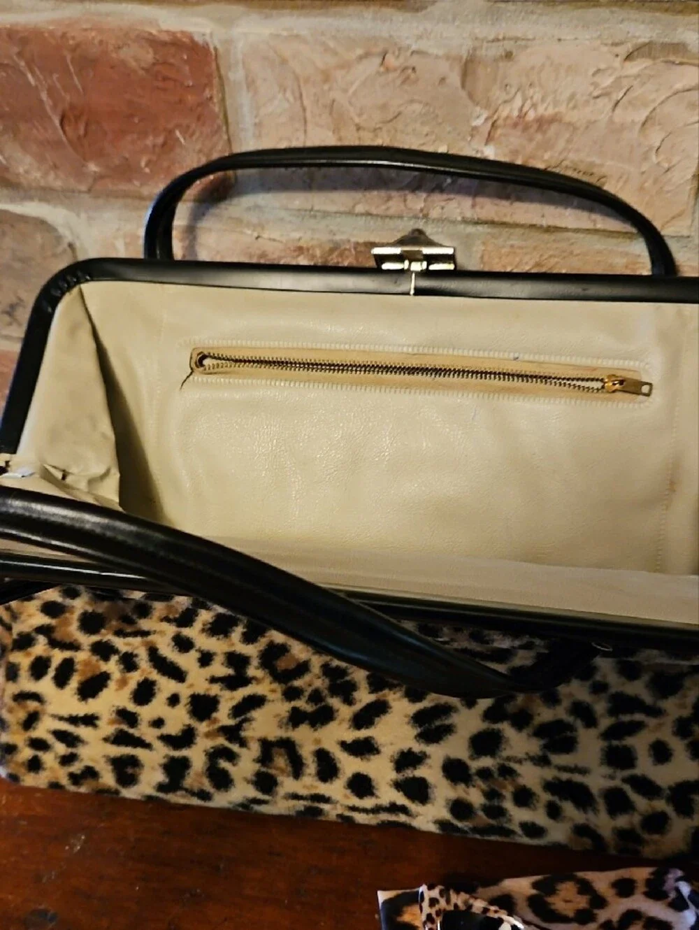Leopard Print Shoulder Tote Bag with Black Trim